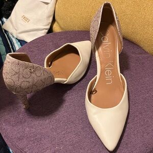 Calvin Klein Cream and Purple Heels